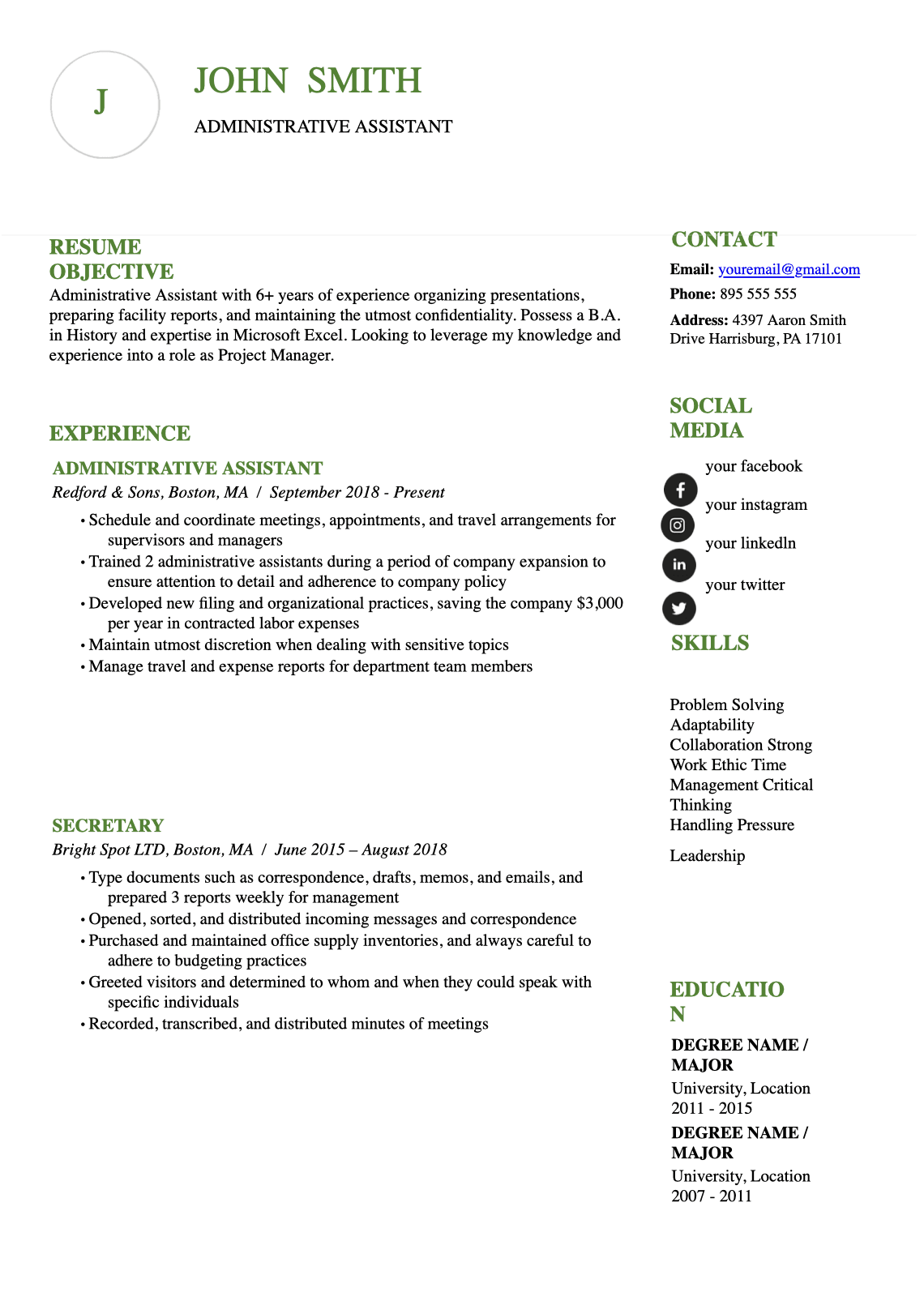 Simple Resume Templates preview