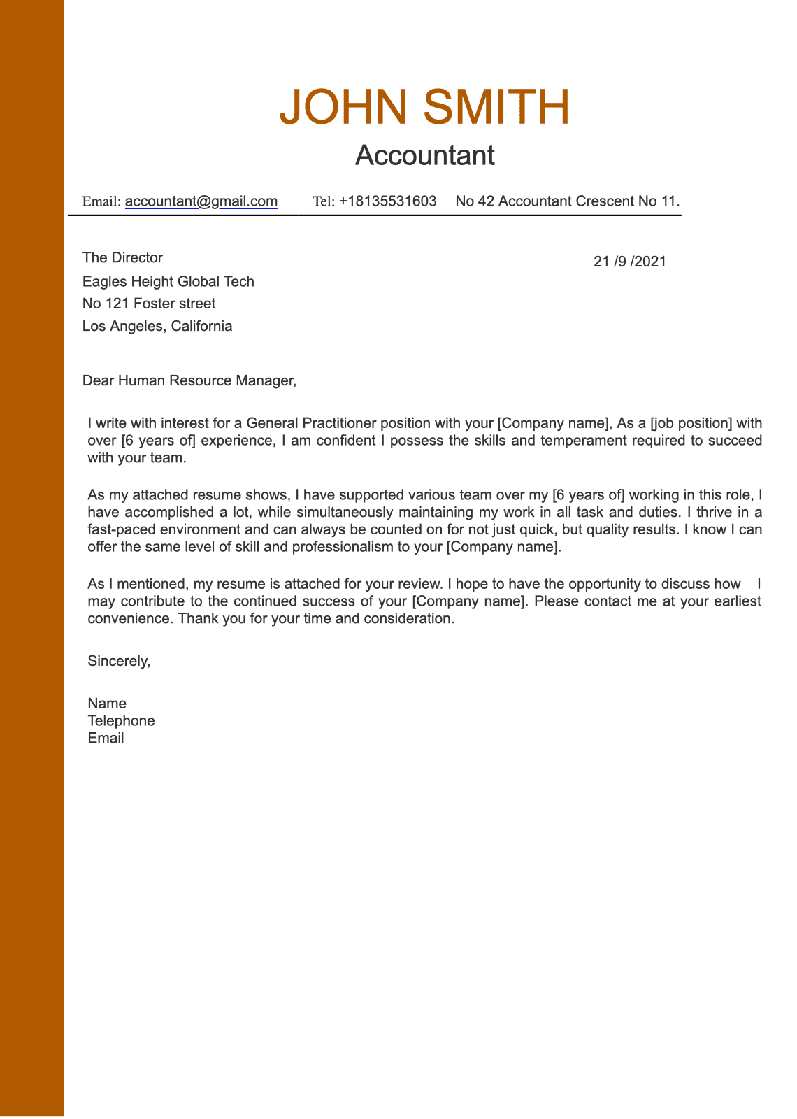 Elegant Edge Cover Letter preview