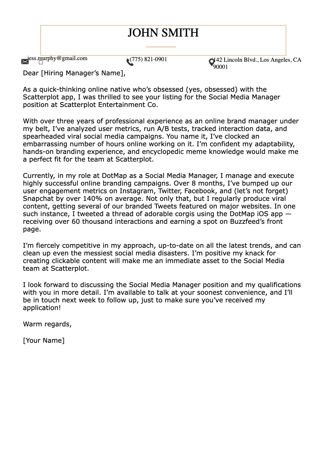 Prestige Professional Cover Letter preview